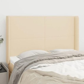 Testiera Ad Orecchio Crema 147x16x118/128 Cm İn Tessuto /