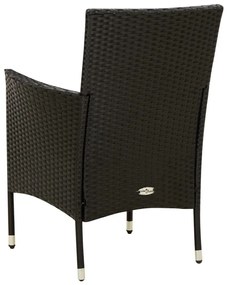 Set da Pranzo da Giardino 5 pz con Cuscini in Polyrattan Nero