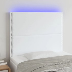 Testiera A Led Bianco 90x5x118/128 Cm İn Similpelle /