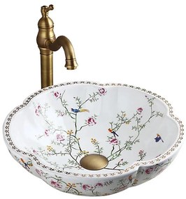 REA-U7504 - Lavabo da appoggio FELICIA Ø 42,5 cm ceramica/motivo floreale