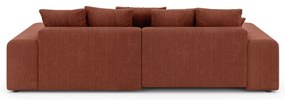 Divano angolare color mattone allungabile/con contenitore (con composizione variabile) con rivestimento in velluto a coste Luma – Ropez