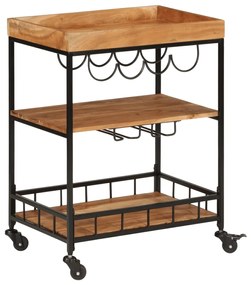 Carrello Da Bar 60x40x80 Cm Legno Massello Di Acacia E Ferro /
