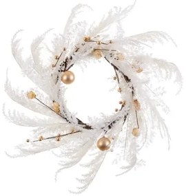 Ghirlanda di Natale Bianco Dorato Plastica 60 cm