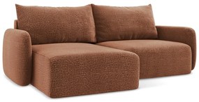 Divano angolare color mattone allungabile/con contenitore (con penisola a sinistra) Kalena – Makamii