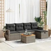 Set Divano da Giardino 6 pz con Cuscini Grigio in Polyrattan 3325812