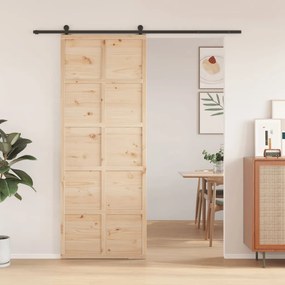 Porta Per Granaio 80x208 Cm İn Legno Massello Di Pino /