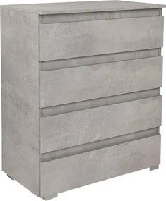 Cassettiera 4 cassetti maniglia gola in legno 81x44xH101 Cemento