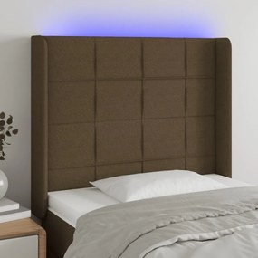 Testiera A Led Marrone Scuro 93x16x118/128 Cm İn Tessuto /