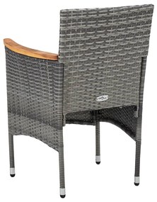 Set Mobili da Pranzo da Giardino 3 pz Grigio Polyrattan Acacia