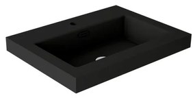 Lavabo da incasso con bordo a vista d'appoggio bacino al centro rettangolare Nantes L 61 x H 6 x P 46 cm in resina nero