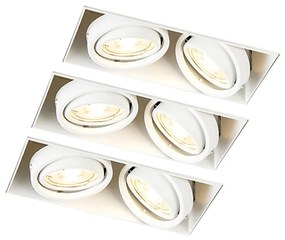 Set di 3 faretti a incasso bianchi GU10 orientabili senza cornice 2 luci - Oneon