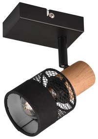 Lampada da parete in nero e naturale ø 7 cm Nandini - Trio
