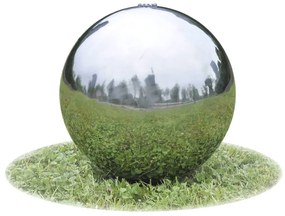Fontana Da Giardino A Sfera Con Led İn Acciaio Inox 40 Cm /