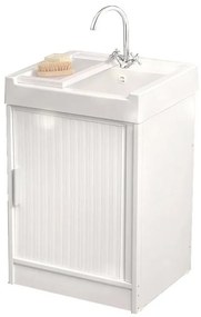 Mobile lavanderia con lavabo incluso Ice 1 anta in pvc bianco P 62.4 x L 59.2 x H 84 cm