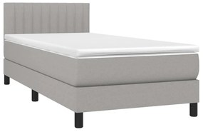 Letto a molle materasso e led grigio chiaro 90x190 cm tessuto