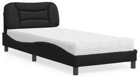 Letto Con Materasso Nero 80x200 Cm İn Similpelle /