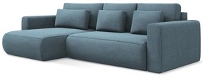 Divano angolare azzurro allungabile/con contenitore (con penisola a sinistra/con chaise lounge) Kapua – Makamii