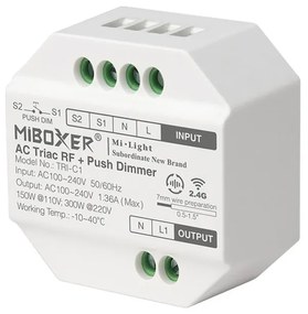 Dimmer da Pulsante Push e Telecomando TRIAC 230Vac 300W RF