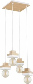 Lampadario a sospensione con cavo MIKO 4xE27/15W/230V bianco/beige