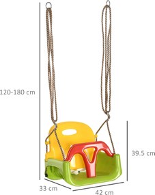 Altalena per Bambini 9-36 Mesi 42x33x120-180 cm in PP e PE con Corda...