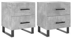 Comodini 2 pz grigio cemento 40x35x47,5 cm in legno multistrato