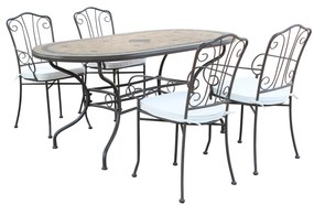 VENTUS - set tavolo in cm 160 x 90 x 74 h con 4 poltrone Ventus