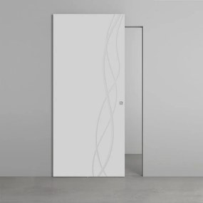 Porta scorrevole Dna in legno grigio, L 101 x H 230 cm, con binario Invisibile Destra