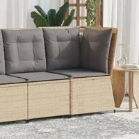 Divano Angolare da Giardino con Cuscini Beige in Polyrattan 368985