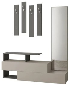 Mobile ingresso Ramda tortora antracite con scarpiera e specchio