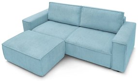 Divano letto in velluto a coste azzurro 245 cm Nihad - Bobochic Paris