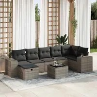 Set Divano da Giardino 8 pz con Cuscini Grigio in Polyrattan 3325716