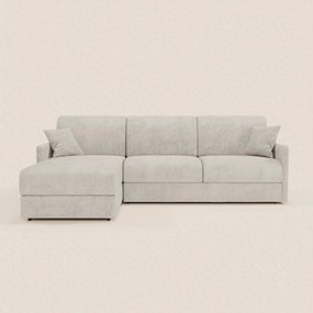 TOMMY Divano Letto con penisola contenitore - design minimal e sfoderabile in tessuto smacchiabile simil cotone T33