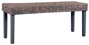 Panca 110 cm grigia in rattan naturale kubu e massello di mango