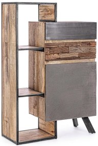 Credenza MANCHESTER in legno di mango e acciaio nero, 90x40x140 cm