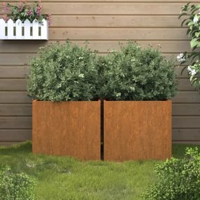 Fioriere 2 pz 42x40x39 cm Acciaio Corten