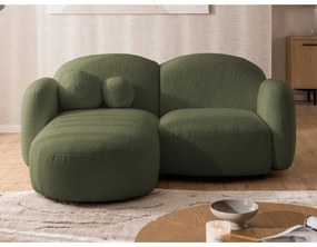 Divano angolare verde (con penisola a sinistra/con chaise lounge) con rivestimento in bouclé Orbit – Ropez
