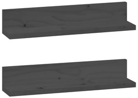 Mensole da parete 2 pz grigio 50x11x9cm legno massello di pino