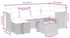 Set Divani da Giardino con Cuscini 7pz Nero Polyrattan