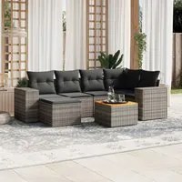 Set Divani da Giardino 7 pz con Cuscini Grigio in Polyrattan 3225549