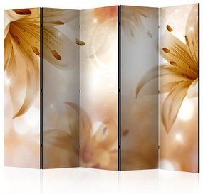 Paravento Queens of Summer II - fiori di giglio marrone su sfondo astratto