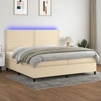 Letto a Molle Materasso e LED bianco 200x200cm in Tessuto 3134826