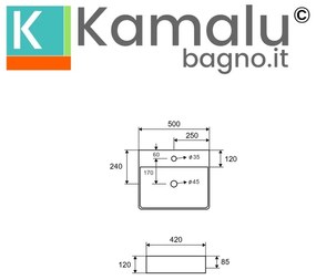 Kamalu - lavabo appoggio rettangolare in ceramica nera opaca | litos