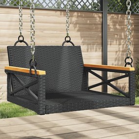 Panchina a Dondolo Nera 63x62x40 cm in Polyrattan 368170