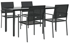 Set da pranzo da giardino 5 pz in polyrattan e acciaio