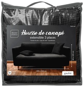 Copridivano nero con rivestimento elastico per divano a 3 posti Sacha – douceur d'intérieur