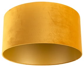 Paralume in velluto giallo ocra 50/50/25 con interno dorato
