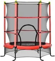 Trampolino Tappeto Elastico per Bambini 163x163 cm con Rete di Sicurezza e Corde Elastiche Rosso