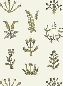 Josephine Munsey Carta da parati Floral Spot - Chaingate Green/ Meadow/ Ringhill White
