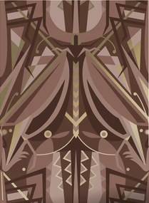 KEK Amsterdam Carta da parati Art Deco Animaux Grasshopper Gold - Taupe