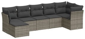 Set Divani da Giardino 7 pz con Cuscini Grigio in Polyrattan